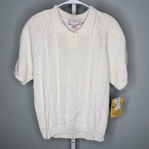 Vintage 80's 90's American Weekend Sweater Short Sleeve NWT Large Shoulder‎ Pads